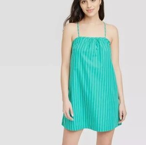 A New Day Sleeveless Shift Mini Dresses Striped w/Tie Back